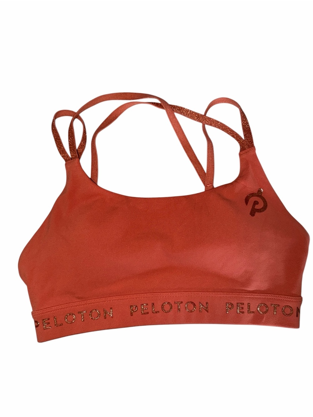 Peloton Rust Orange Glitter-Strap Low-Impact Sports Bra